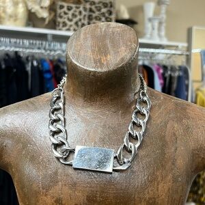 Shopbop Silver Chunky Chain Choker Nameplate Necklace Small Version